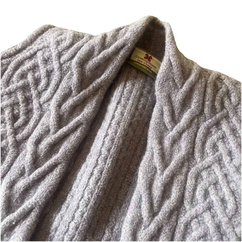 Carraig Donn Women M Sweater Vest Lavender Purple Cable Knit Merino Wool Ireland